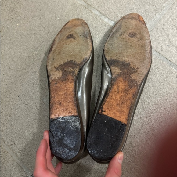Salvatore Ferragamo Metallic Brown Leather Flats - Picture 2 of 10